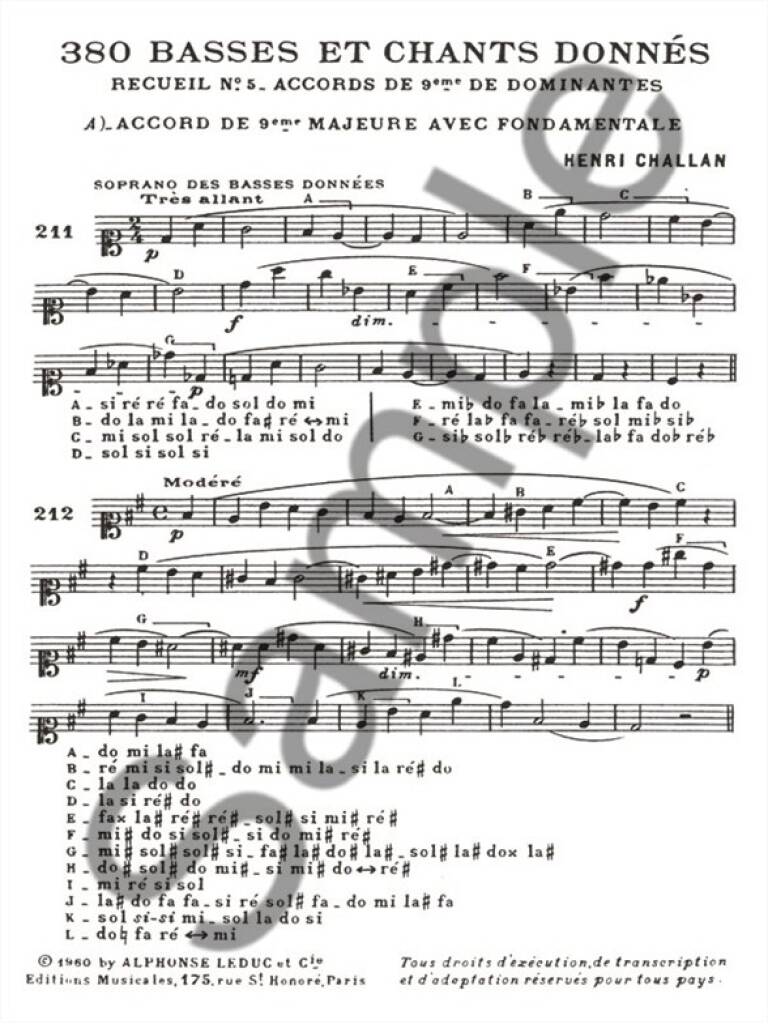 Challan: Basses et Chants Donnés - 5b (Neuviémes de dominantes)