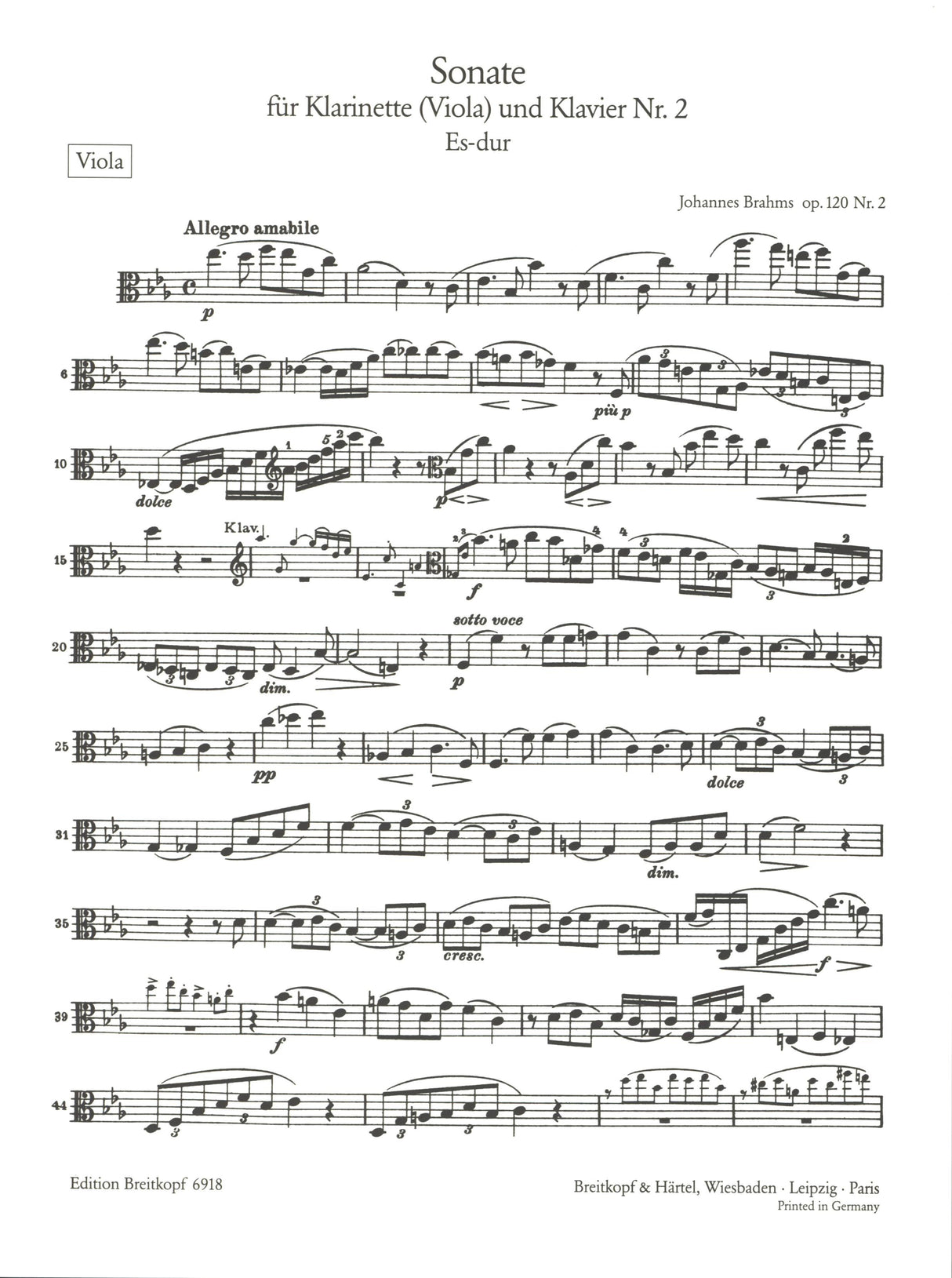 Brahms: Clarinet Sonata in E-flat Major, Op. 120, No. 2 (viola version)