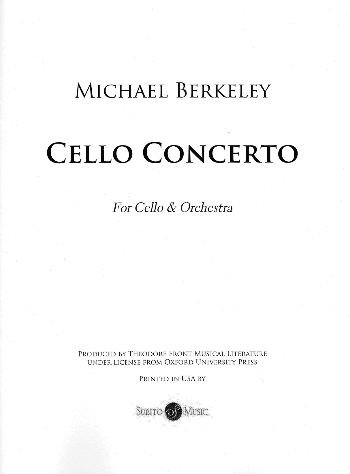 M. Berkeley: Cello Concerto