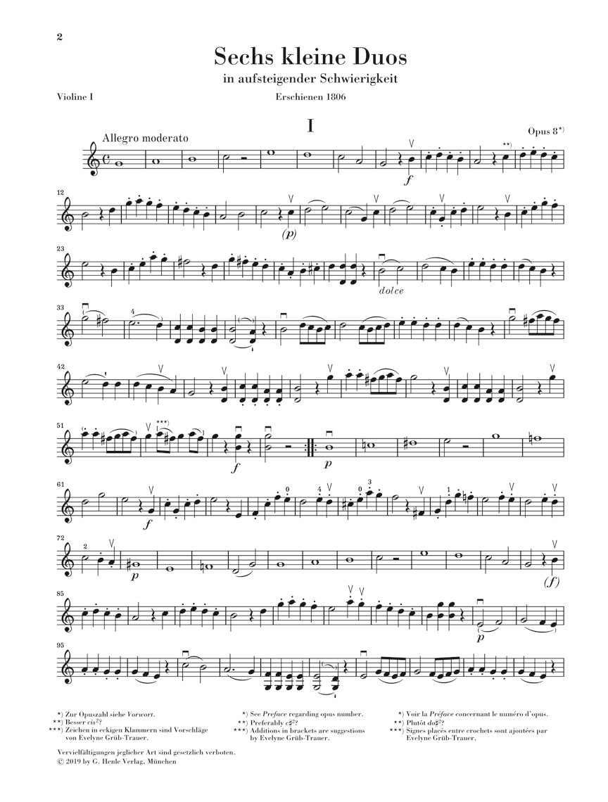 Pleyel: 6 Little Duets for 2 Violins, Op. 8