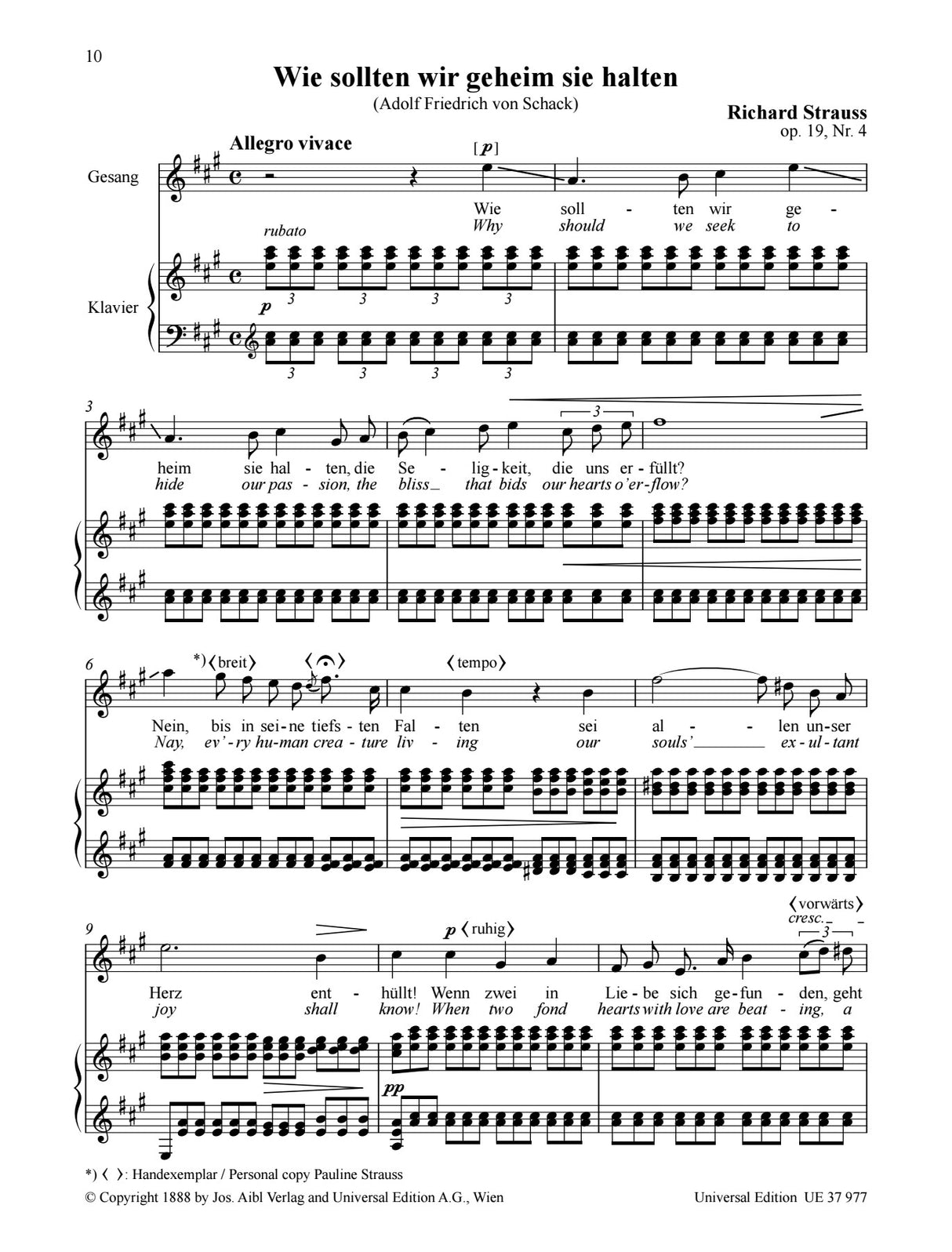 Strauss: 6 Songs, TrV 152, Op. 19