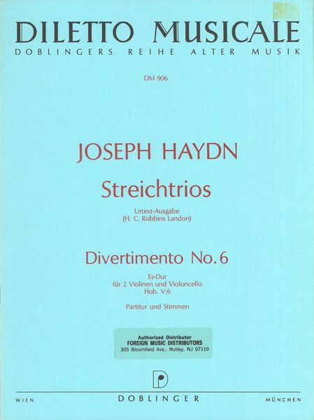Haydn: Divertimento in E-flat Major, Hob. V:6