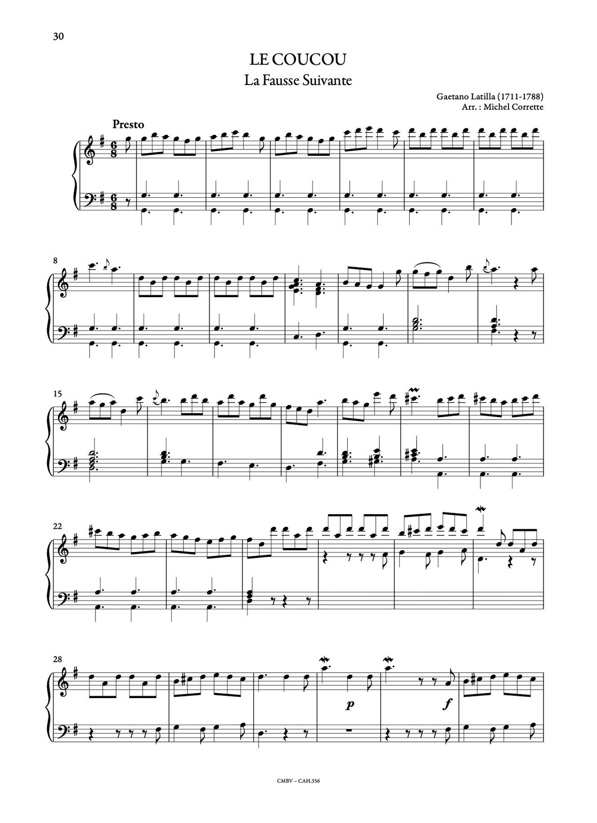 Pergolesi: Various Ariettas (arr. for harpsichord)