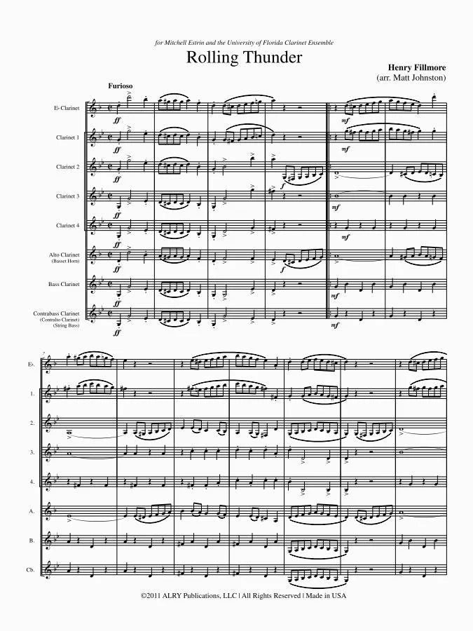 Fillmore: Rolling Thunder (arr for clarinet choir)