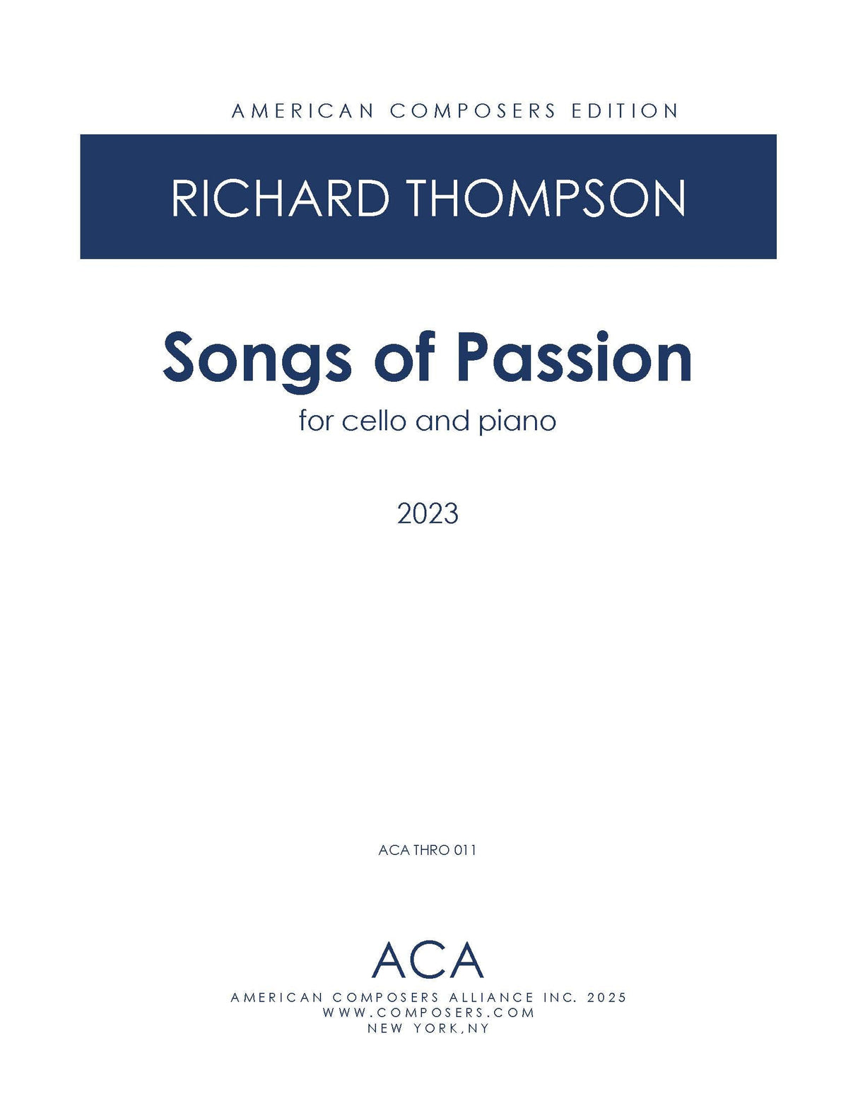 Thompson: Songs of Passion (Version for Cello & Piano)