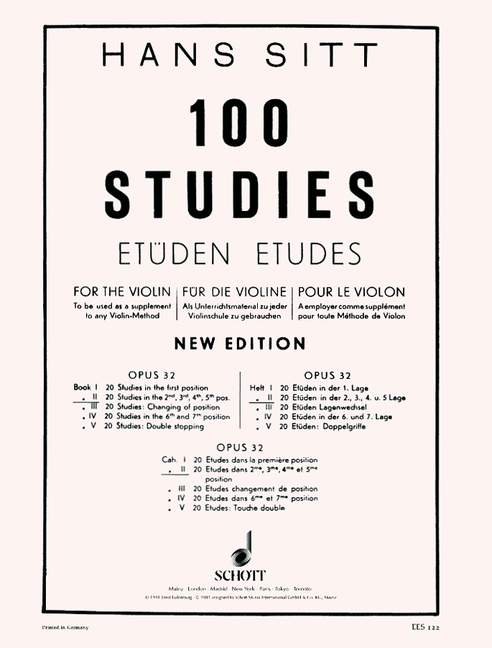 Sitt: 100 Studies, Op. 32 - Book 2 (20 Studies in 2nd, 3rd, 4th and 5th positions)