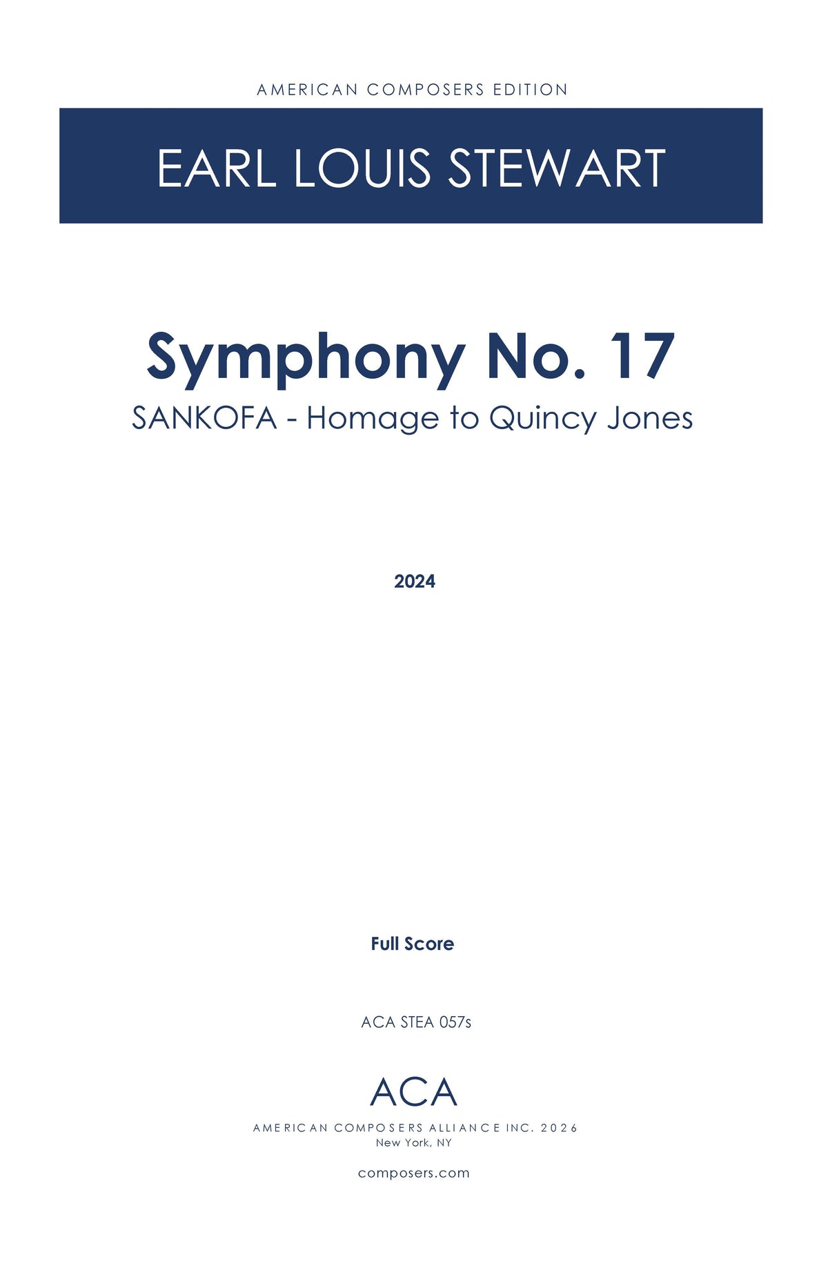 Stewart: Symphony No. 17 ("SANKOFA - Homage to Quincy Jones")