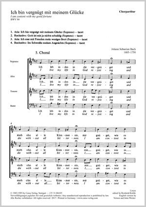 Bach: Ich bin vergnügt mit meinem Glücke, BWV 84