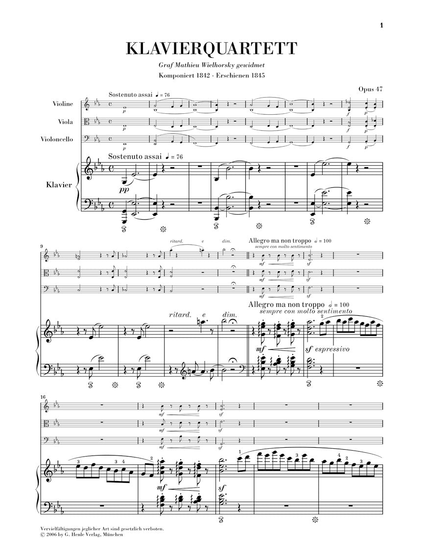 Schumann: Piano Quartet in E-flat Major, Op. 47