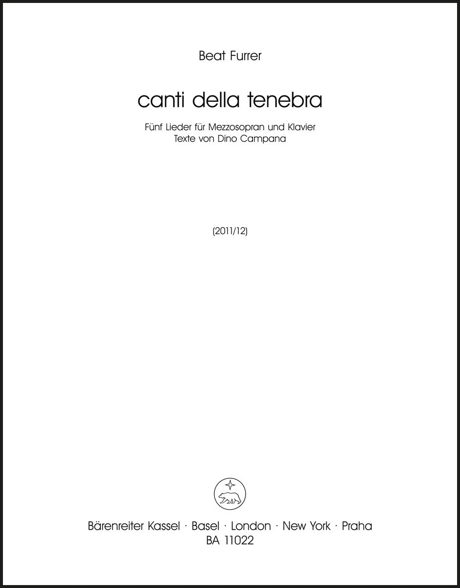 Furrer: canti della tenebra
