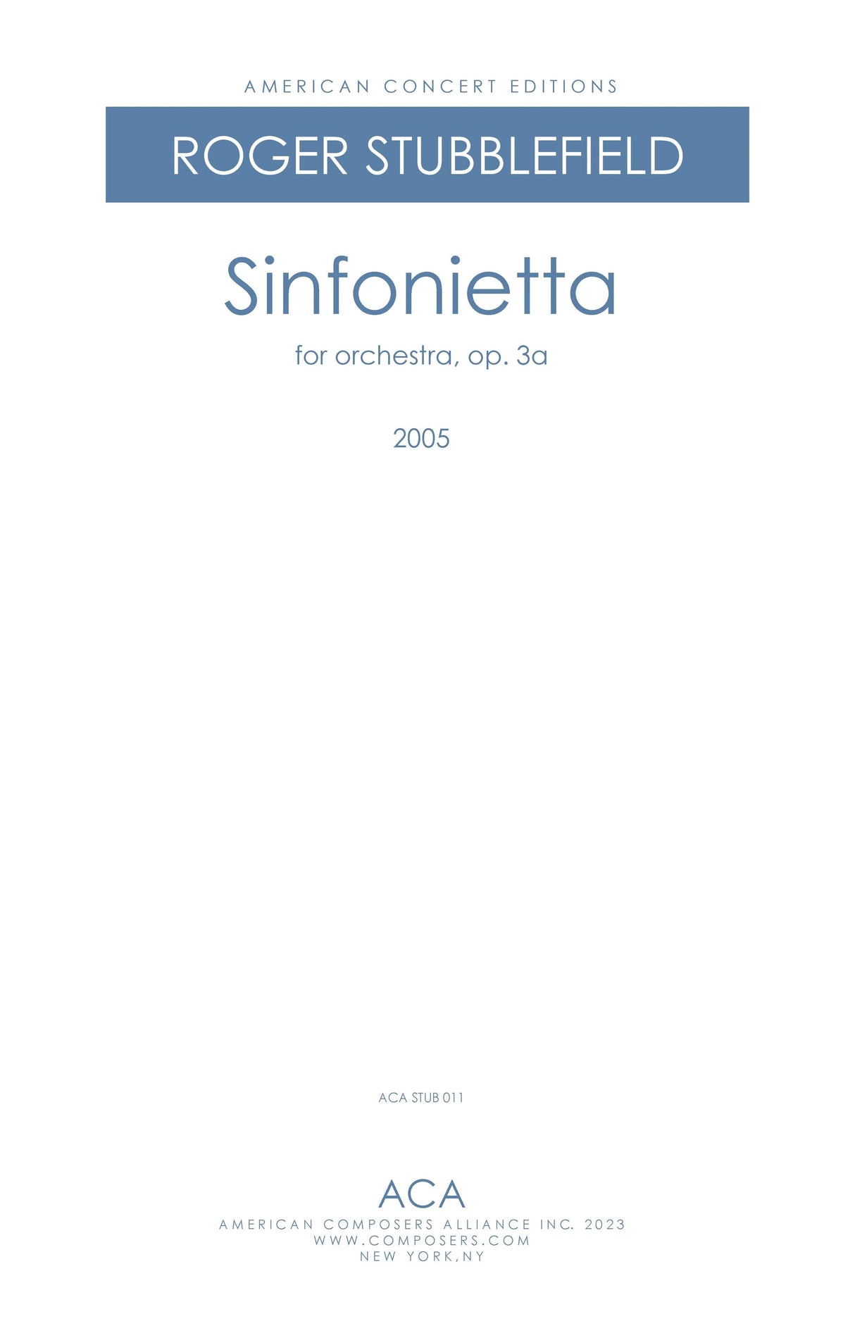 Stubblefield: Sinfonietta, Op. 3a