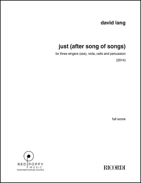 Lang: just (after song of songs) - Version for SSA, Viola, Cello & Percussion
