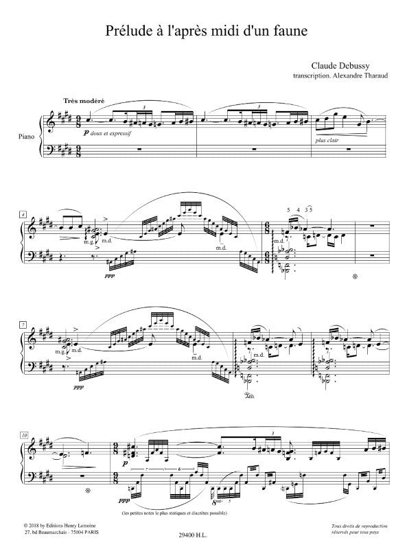 Debussy: Prélude à l'après-midi d'un faune (transc. for piano)