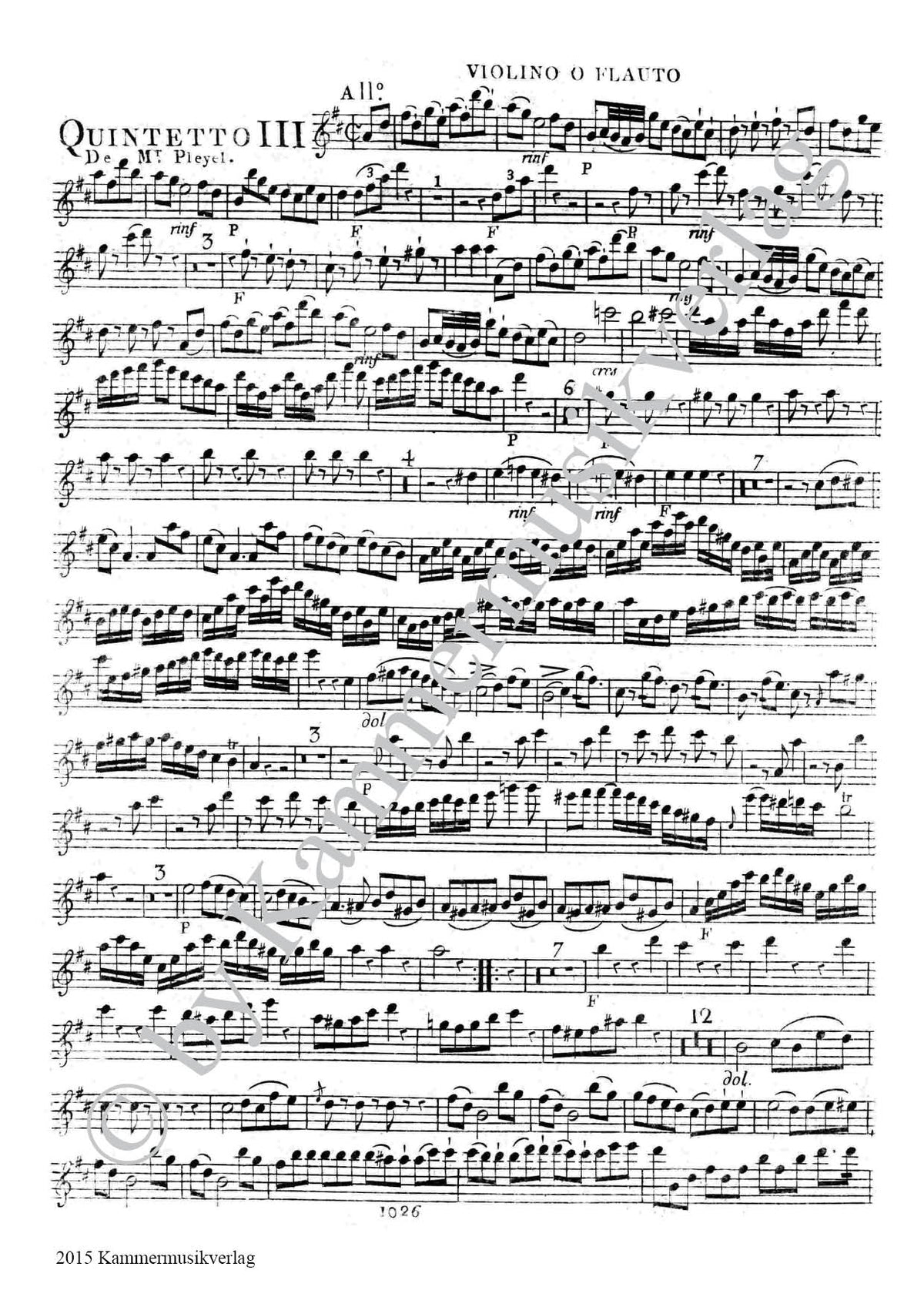 Pleyel: String Quintet in D Major, B. 2627