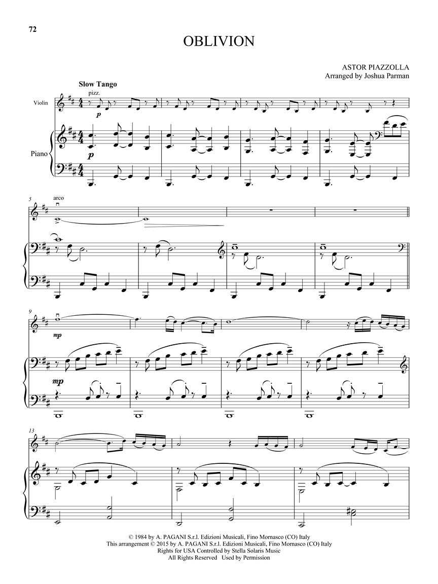 Piazzolla: 25 Tangos (arr. for violin and piano)