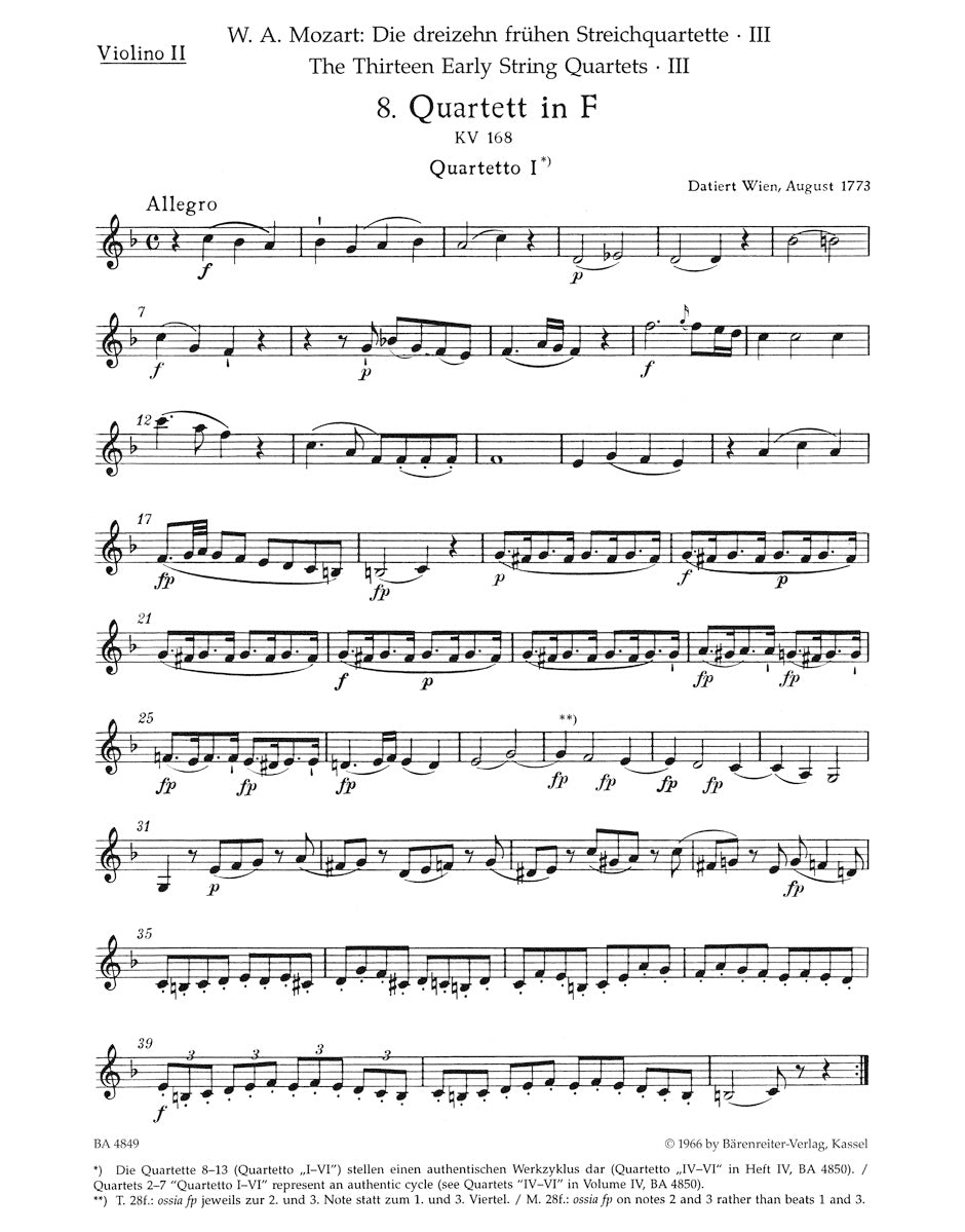 Mozart: The 13 Early String Quartets - Volume 3 (K. 168-170)