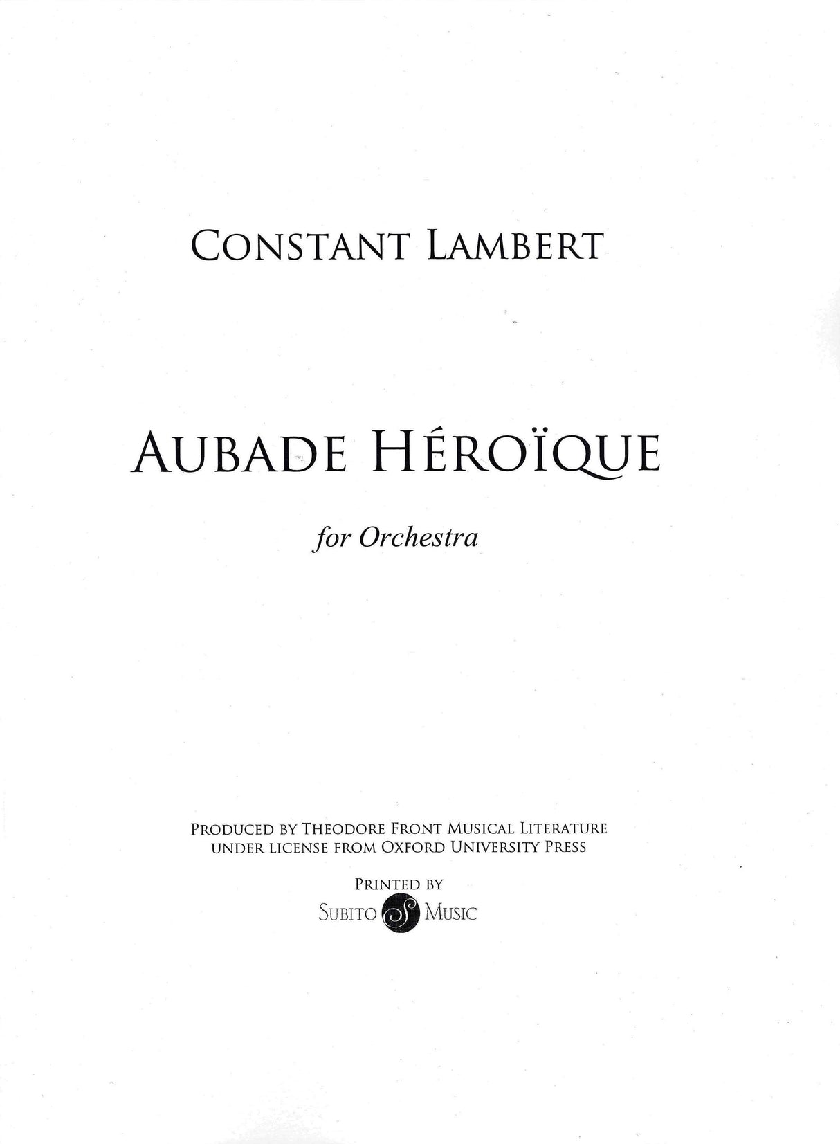 Lambert: Aubade Héroïque