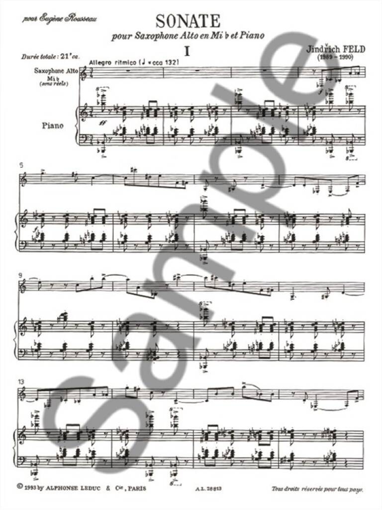 Feld: Alto Saxophone Sonata
