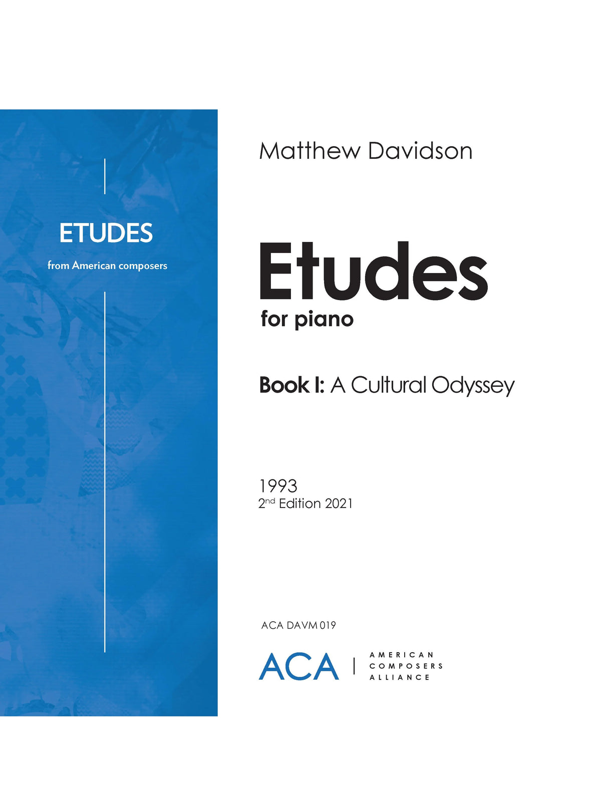 Davidson: Etudes for Piano Book I: A Cultural Odyssey