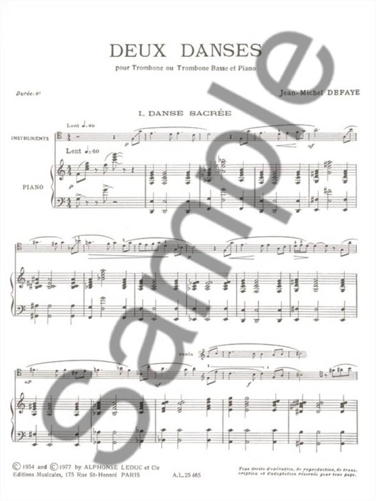 Defaye: 2 Dances (Deux danses) (Version for Bass Trombone)