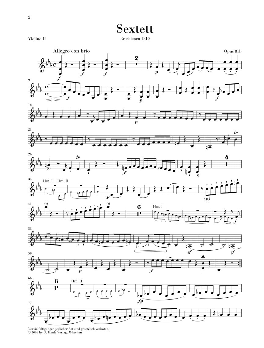 Beethoven: Sextet in E-flat Major, Op. 81b