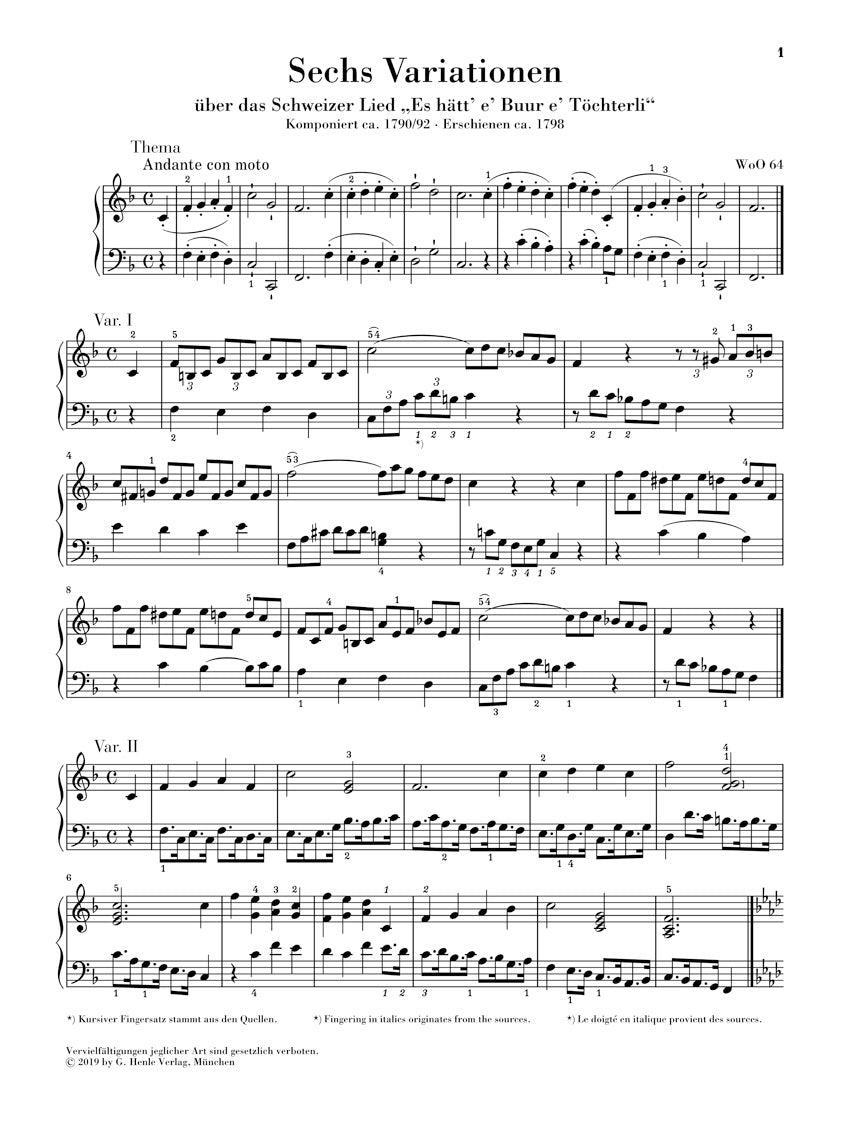 Beethoven: 3 Variation Works - WoO 64, 70 and 77