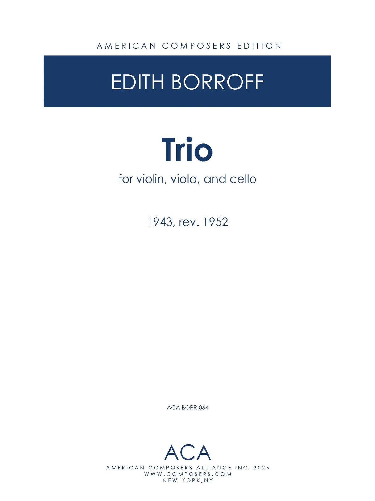 Borroff: String Trio