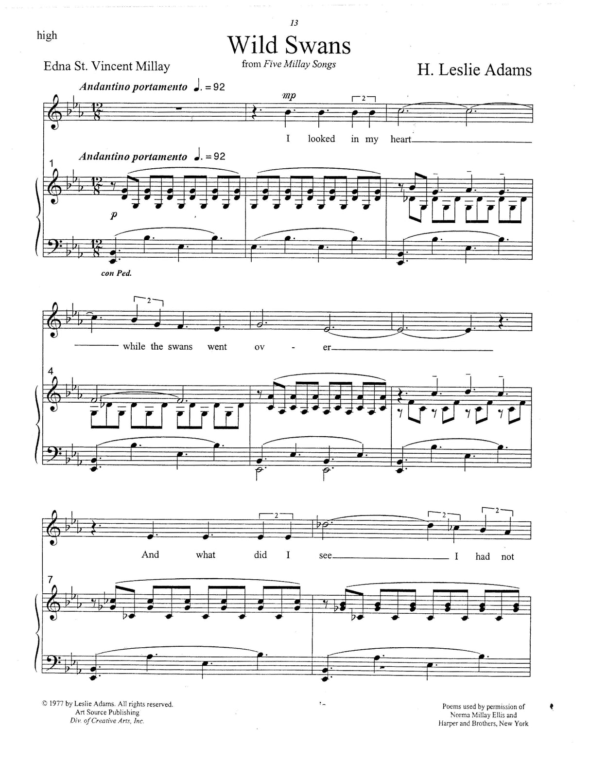 H.L. Adams: 5 Millay Songs