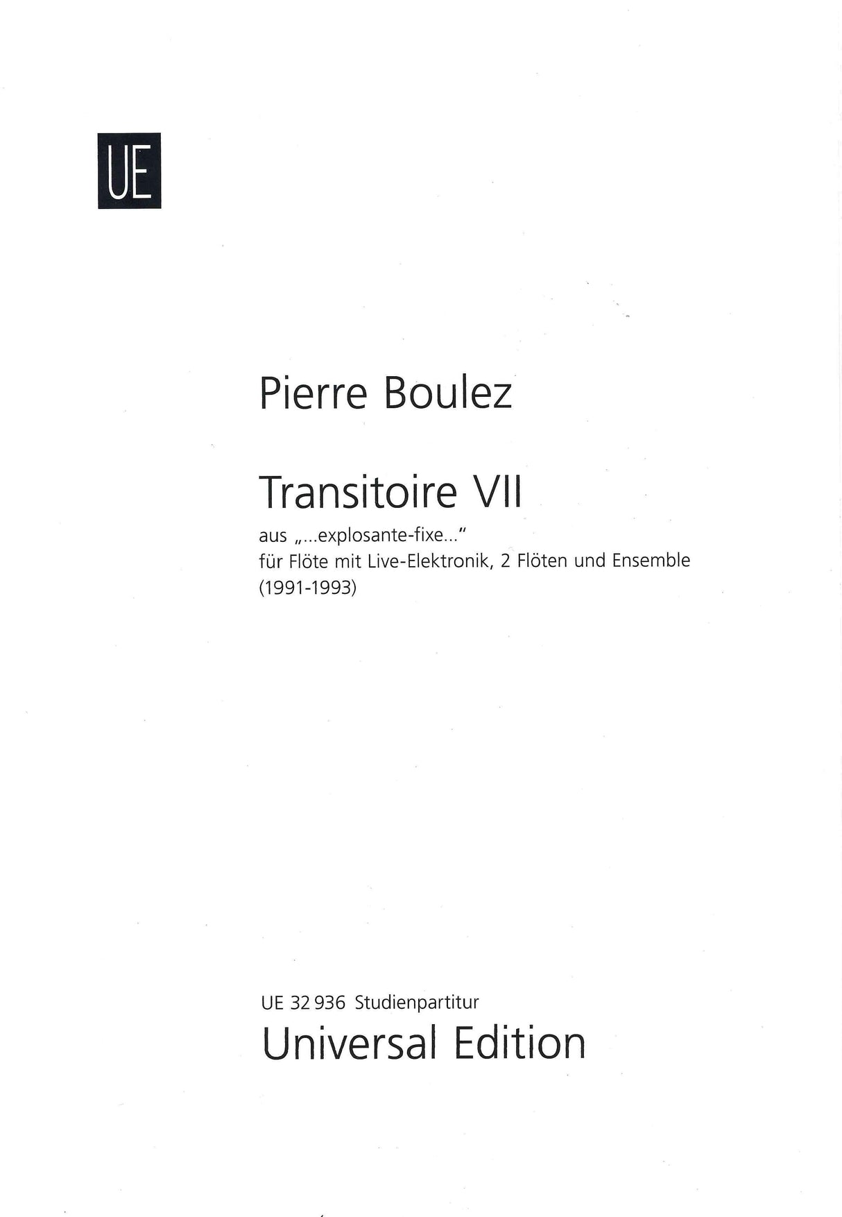 Boulez: Transitoire VII