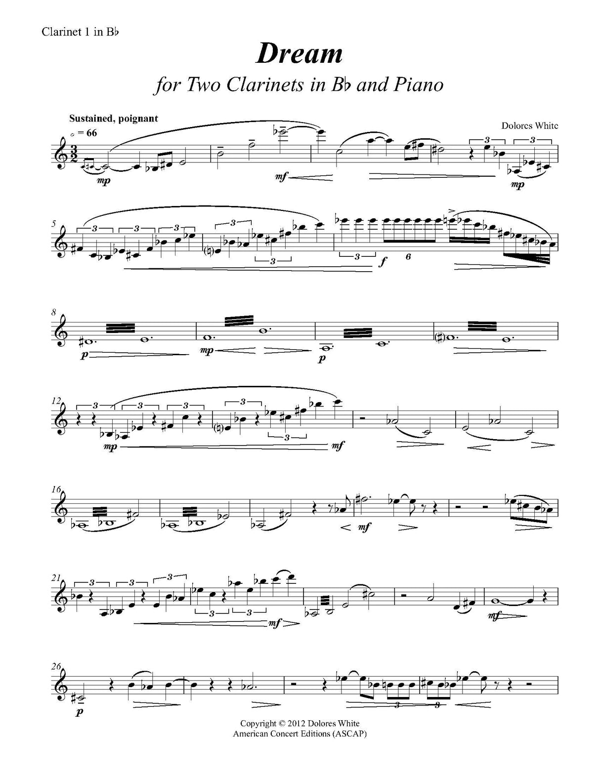 White: Dream (Version for Two Clarinets and Piano)