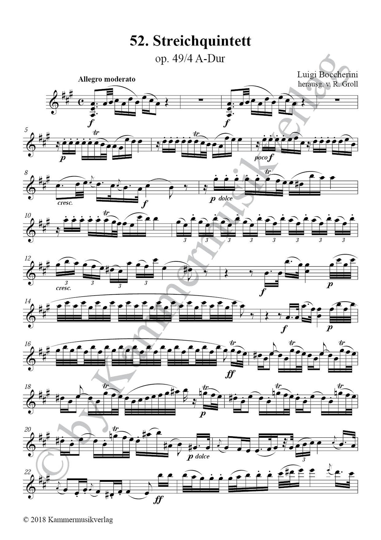 Boccherini: String Quintet in A Major, G 316, Op. 29, No. 4