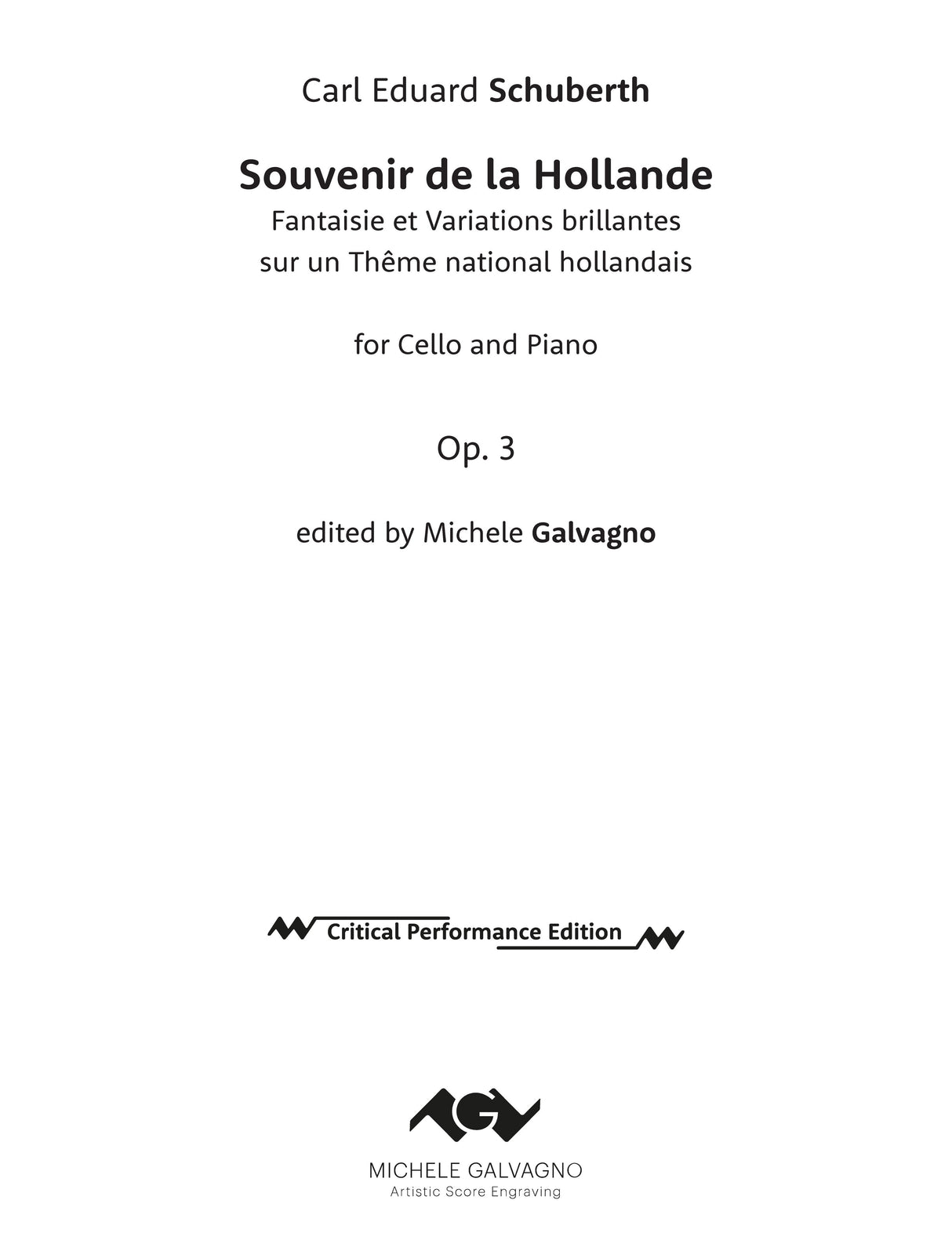 Schuberth: Souvenir de la Hollande, Op. 3