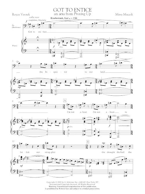 Mazzoli: 3 Arias from "Proving Up"