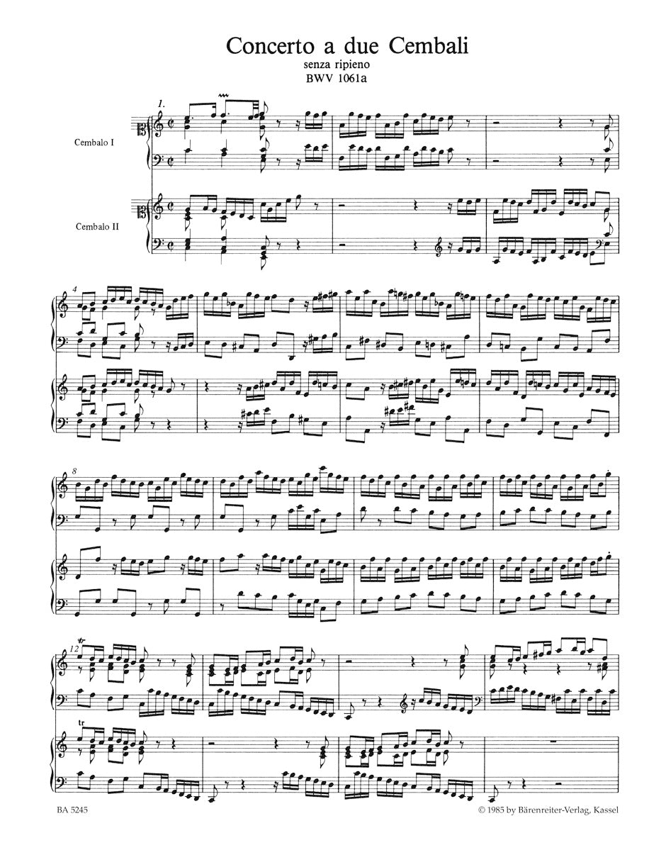 Bach: Concerto a due Cembali senza ripieno, BWV 1061a