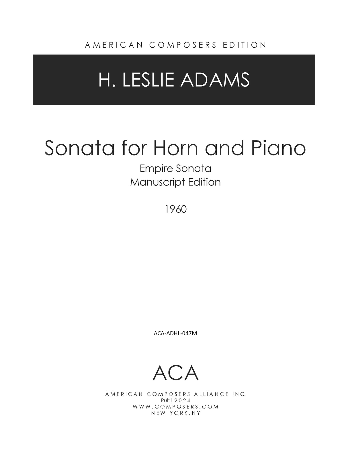 H.L. Adams: Horn Sonata