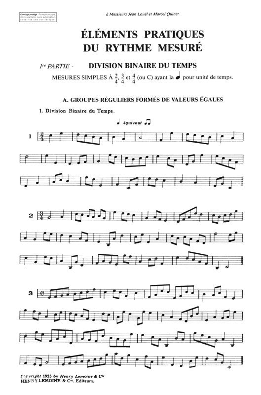 Fontaine: Eléments pratiques du rythme mesuré - Volume 1