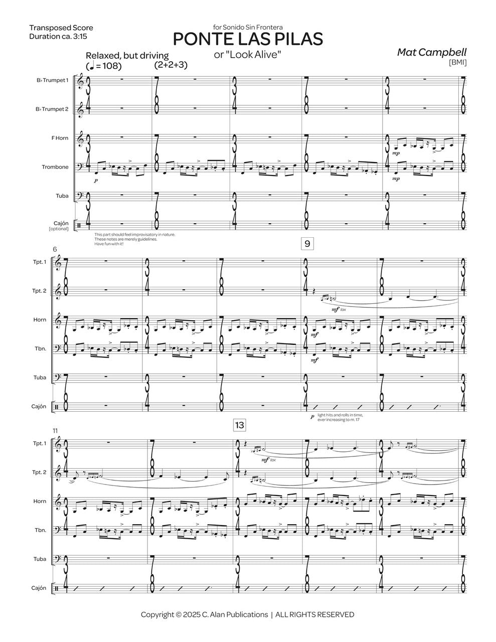 Campbell: Ponte las Pilas (Version for Brass Quintet)