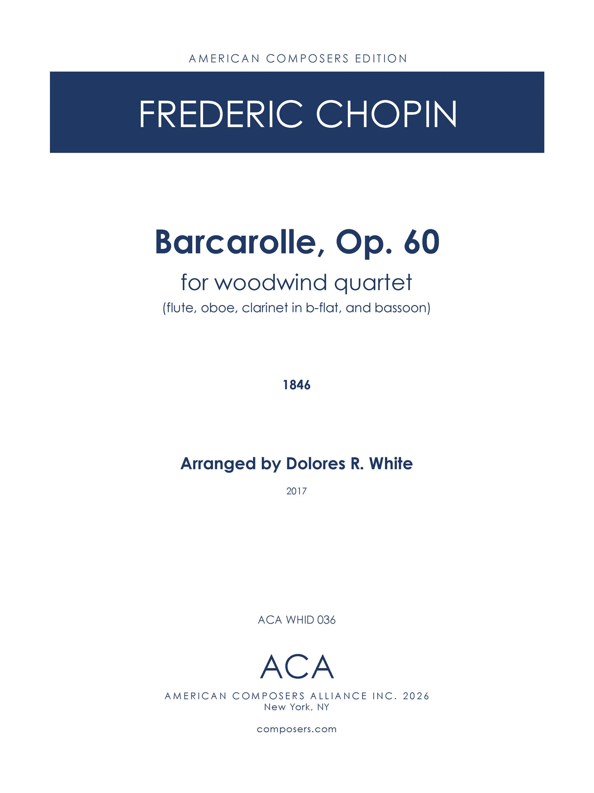 Chopin: Barcarolle, Op. 60 (arr. for woodwind quartet)