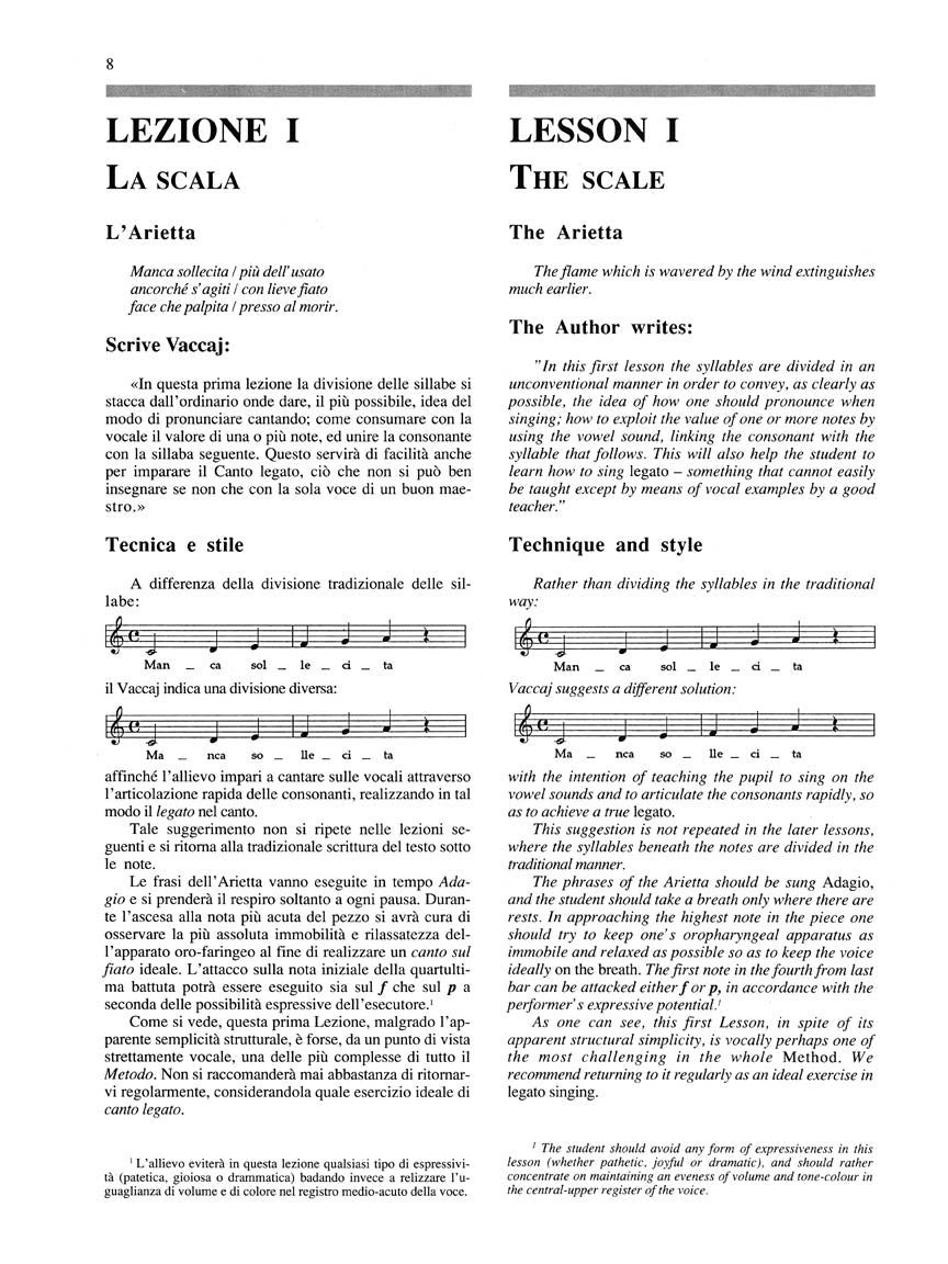 Vaccai: Practical Vocal Method - Low Voice