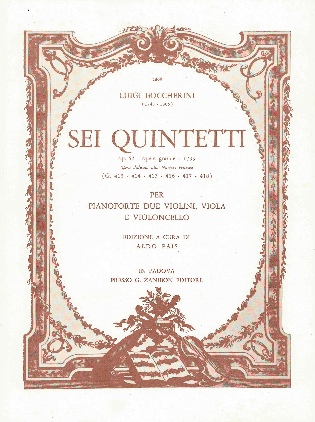 Boccherini: 6 Piano Quintets, Op. 57