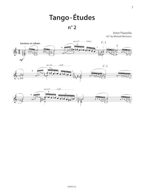 Piazzolla: Tango Etudes (for guitar)