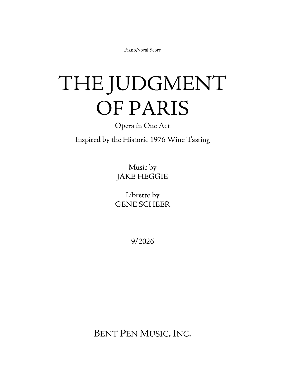 Heggie: The Judgment of Paris