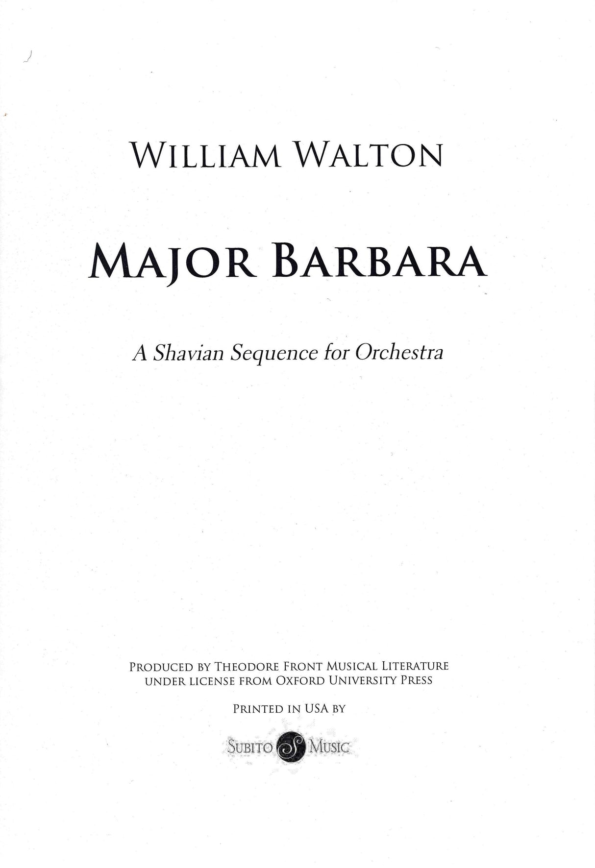 Walton: Major Barbara Suite