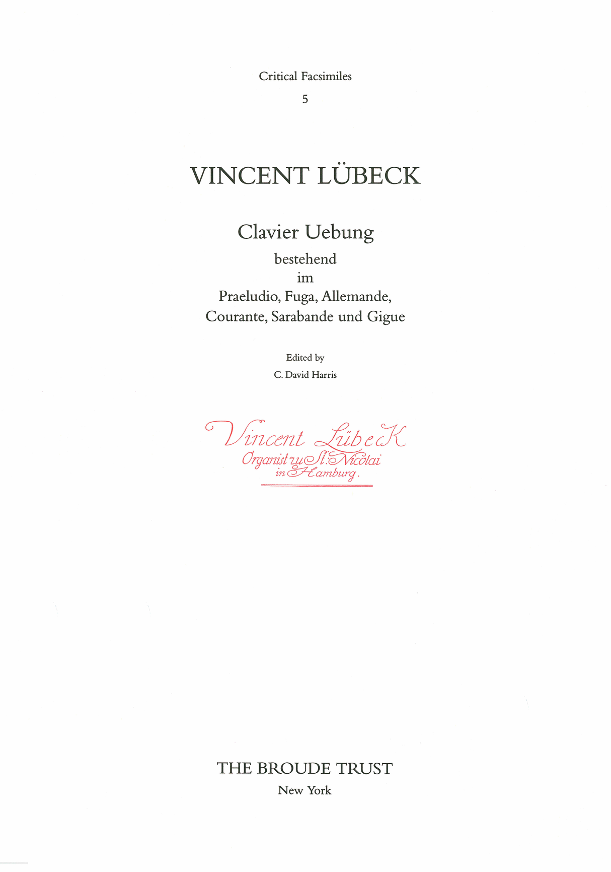 Lübeck: Clavier Uebung (Hamburg, 1728)