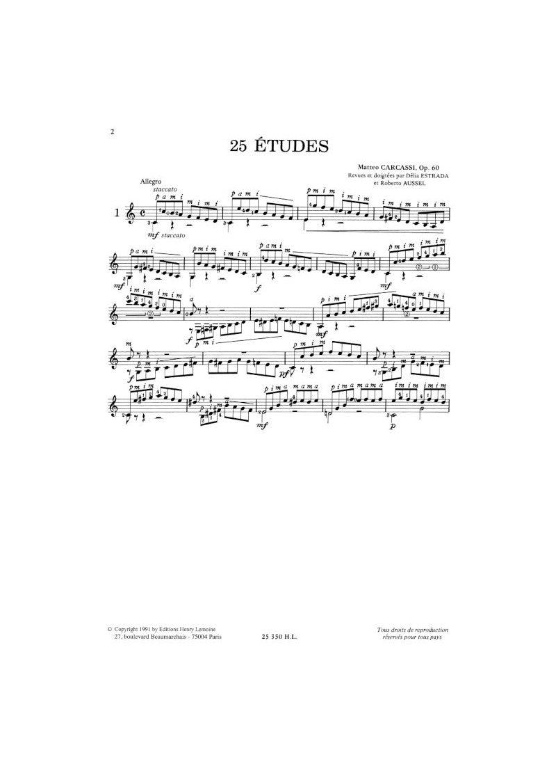 Carcassi: 25 Etudes, Op. 60