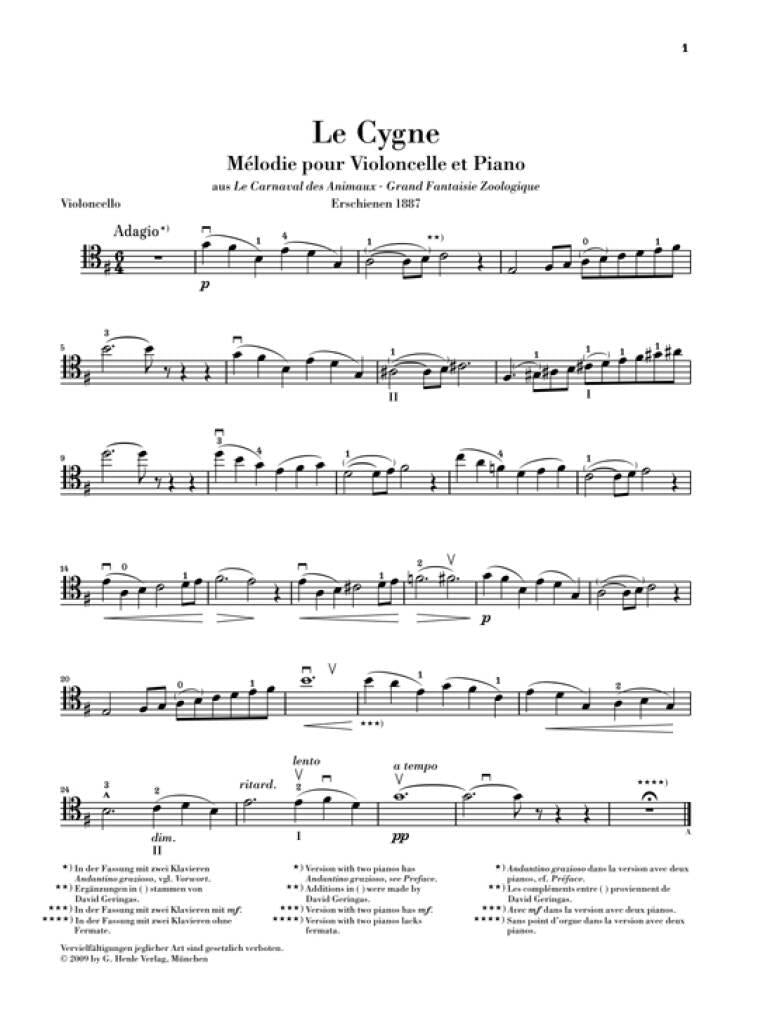 Saint-Saëns: The Swan from The Carnival of the Animals (arr. for cello & piano)