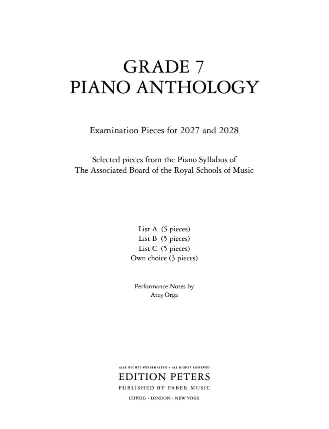 Grade 7 Piano Anthology 2027/28