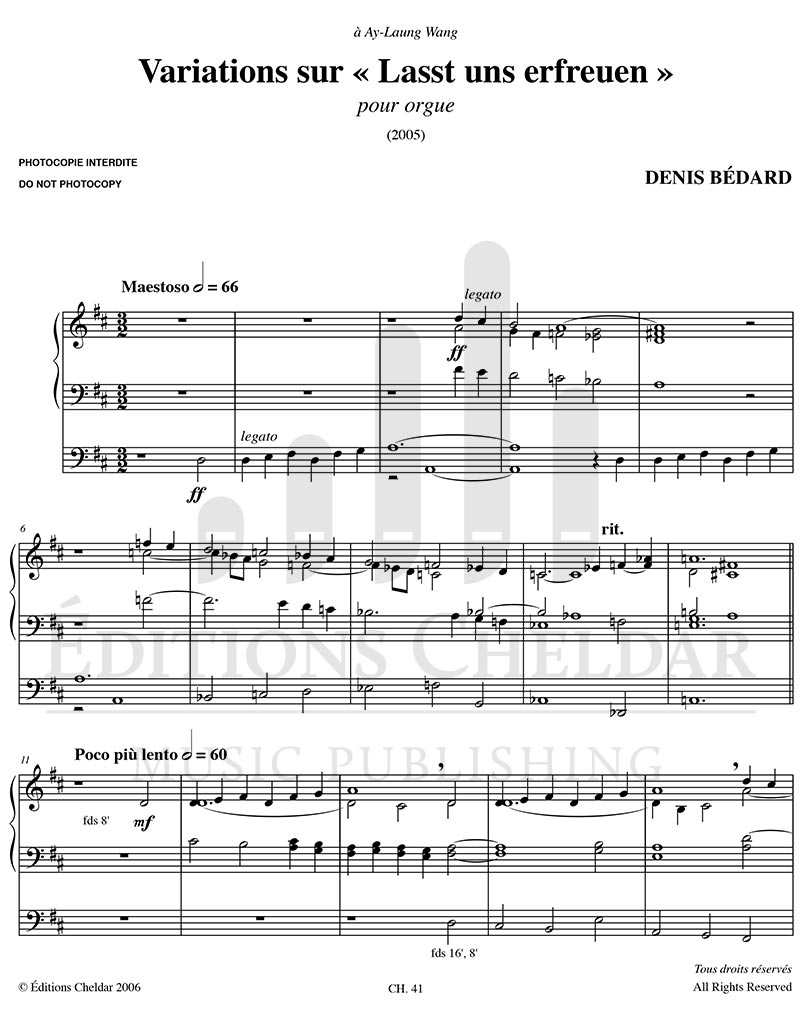 Bédard: Variations on "Lasst uns erfreuen"