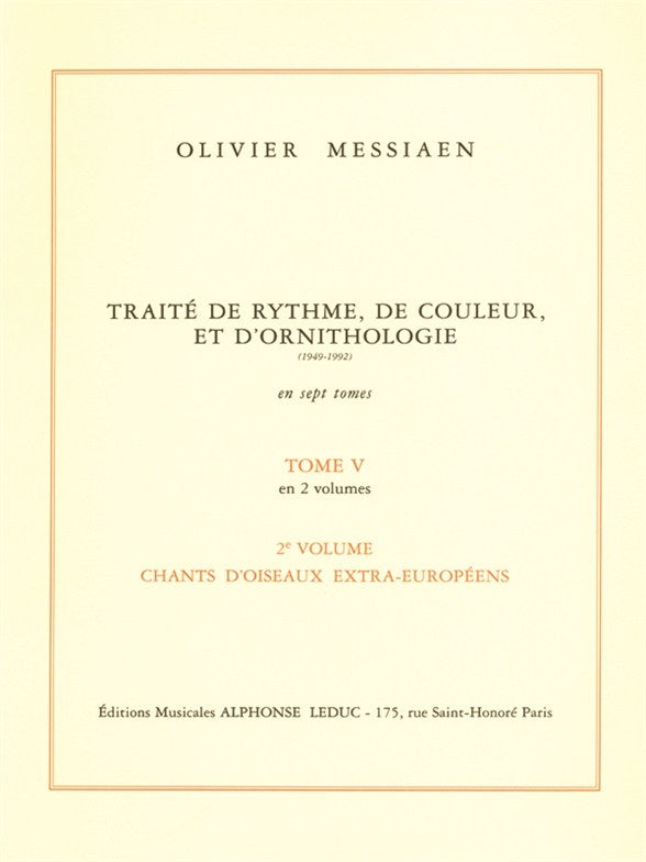 Messiaen: Traité de Rythme, de Couleur et d'Ornithologie