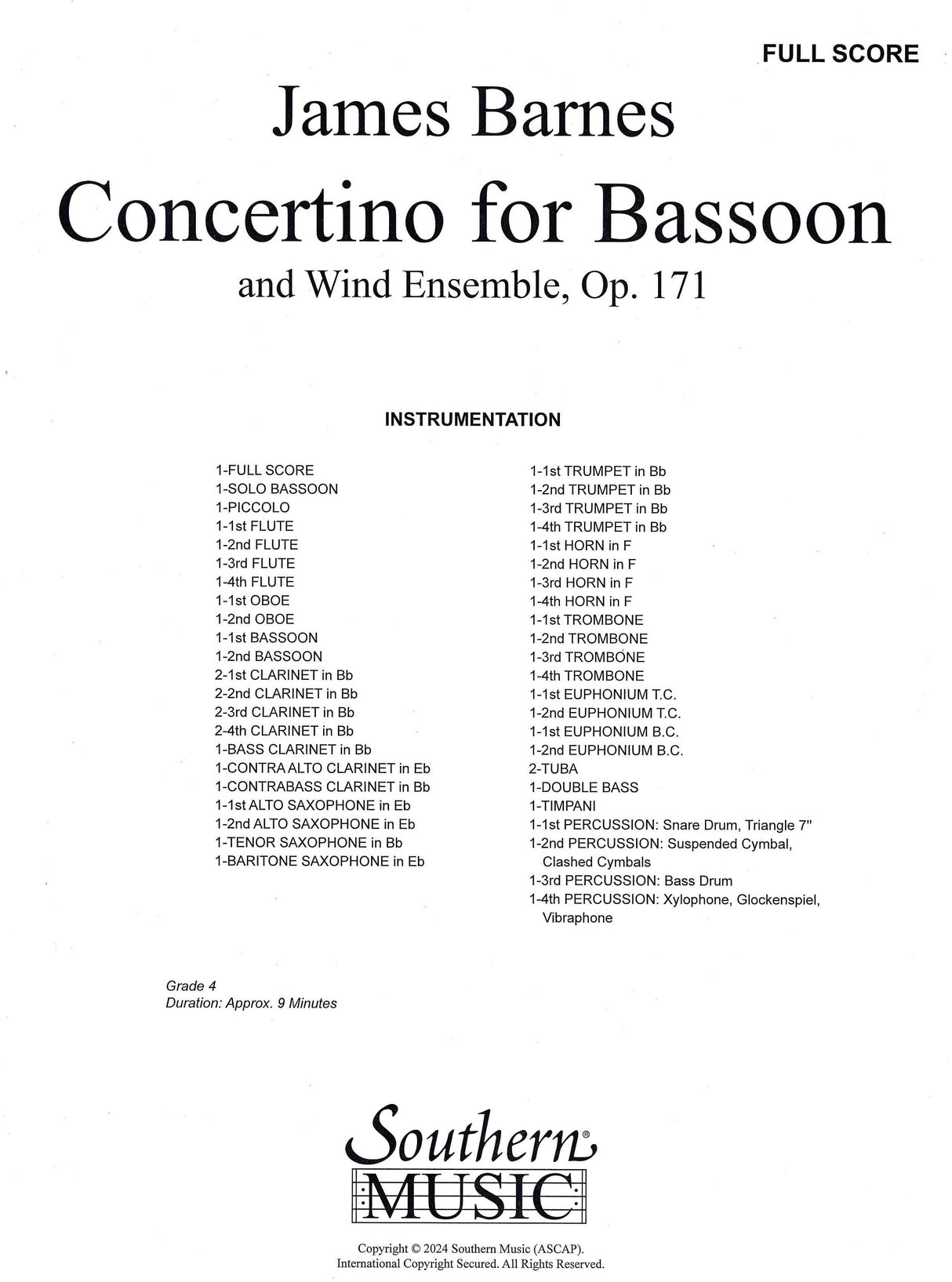 Barnes: Bassoon Concertino, Op. 171